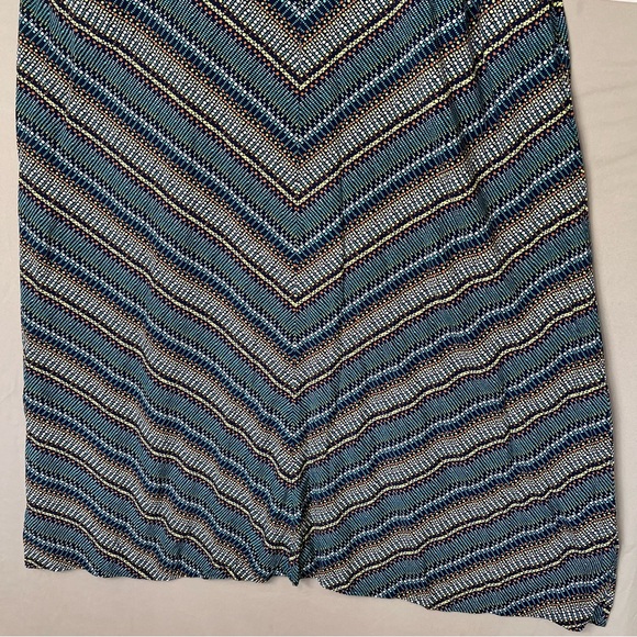 Gap Maxi Long V Neck Blue Geometric Pattern Printed Sleeveless W Pockets Dress M - Picture 6 of 11